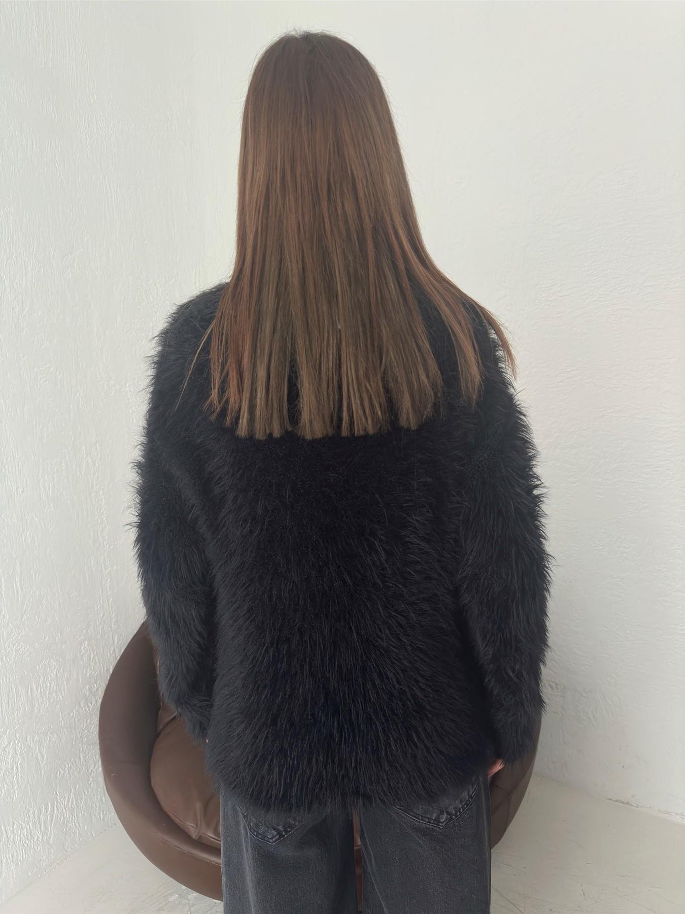 Saçaklı Yumoş Kazak SİYAH