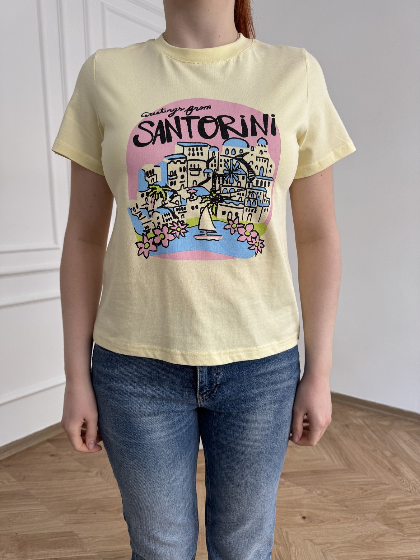 Santorini Basic Fit T-shirt Sarı