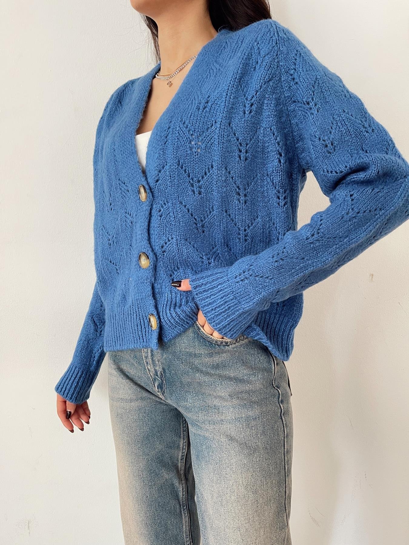 Şardonlu Hırka İNDİGO