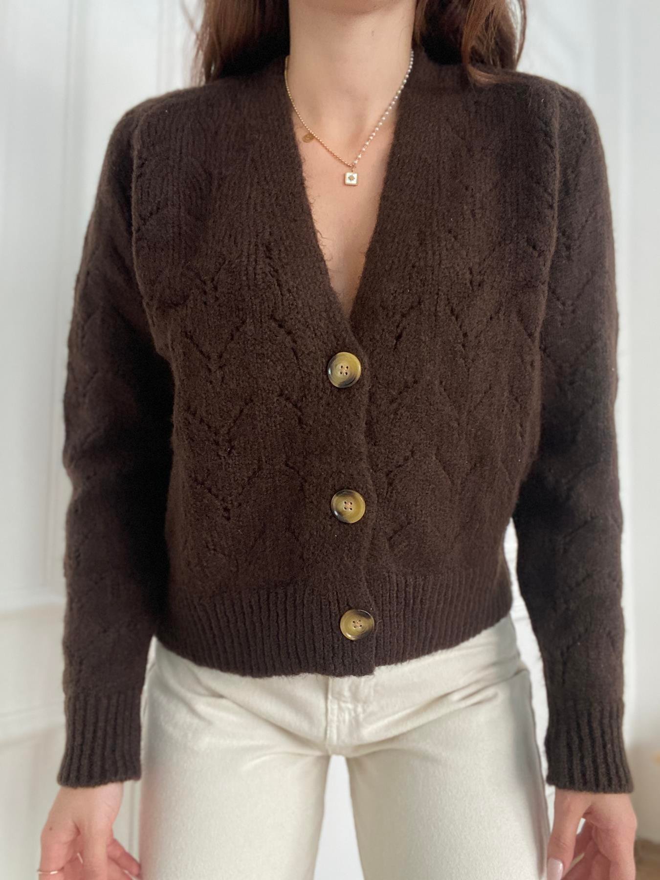 Şardonlu Hırka KAHVE