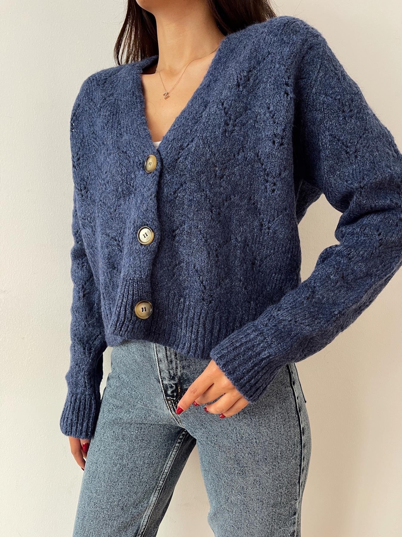 Şardonlu Hırka KOYU MAVİ