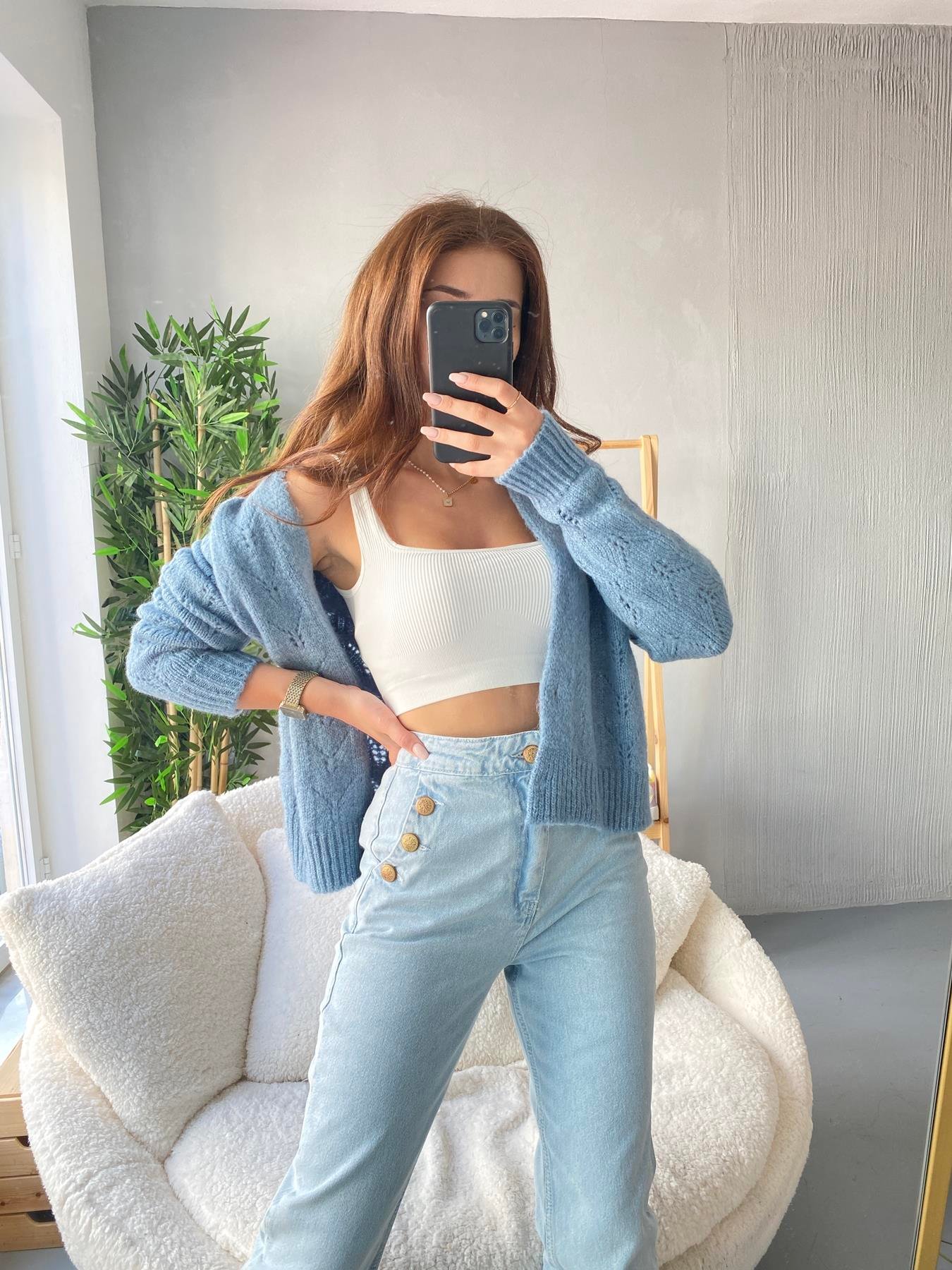 Şardonlu Hırka MAVİ