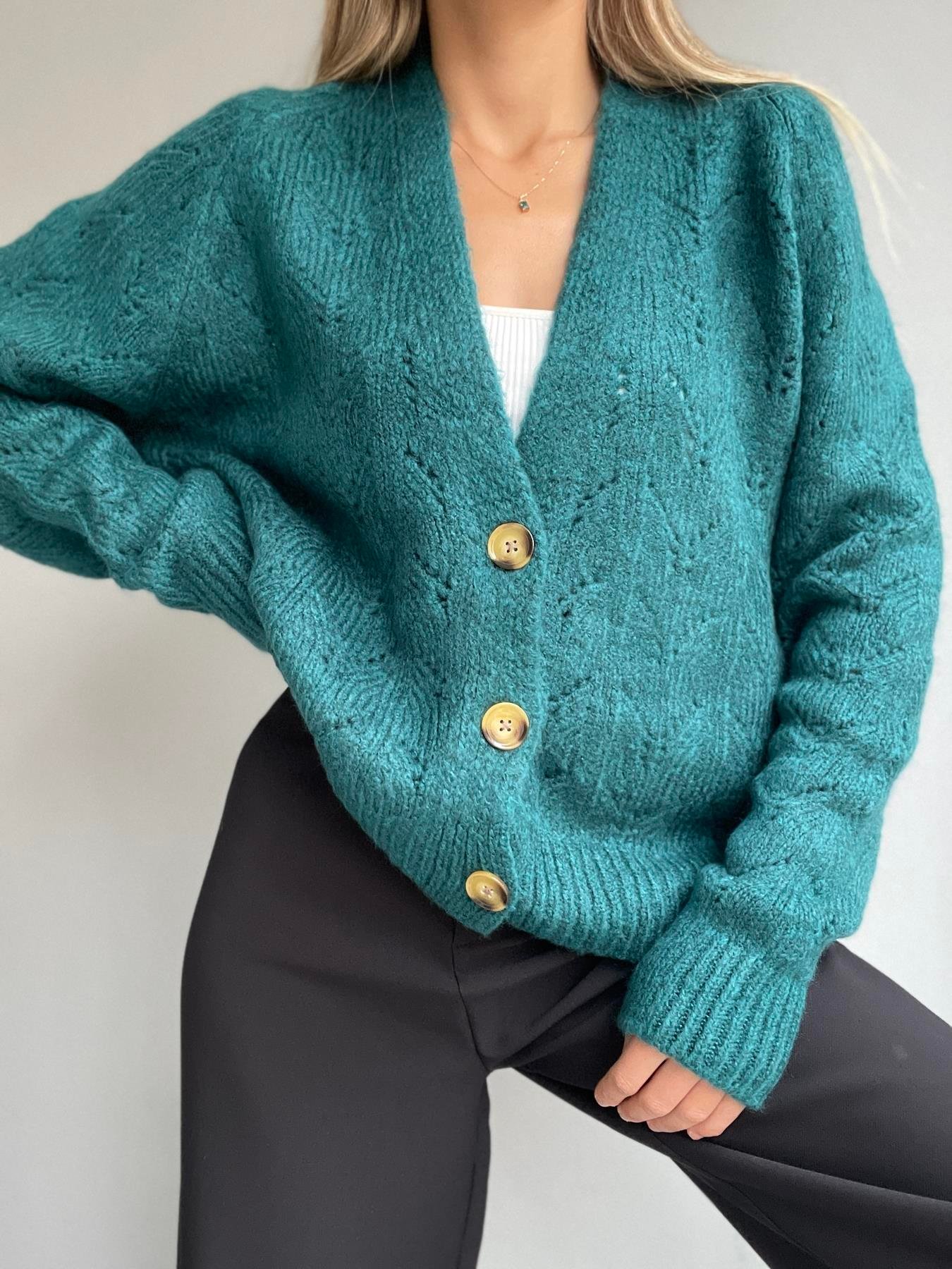 Şardonlu Hırka PETROL