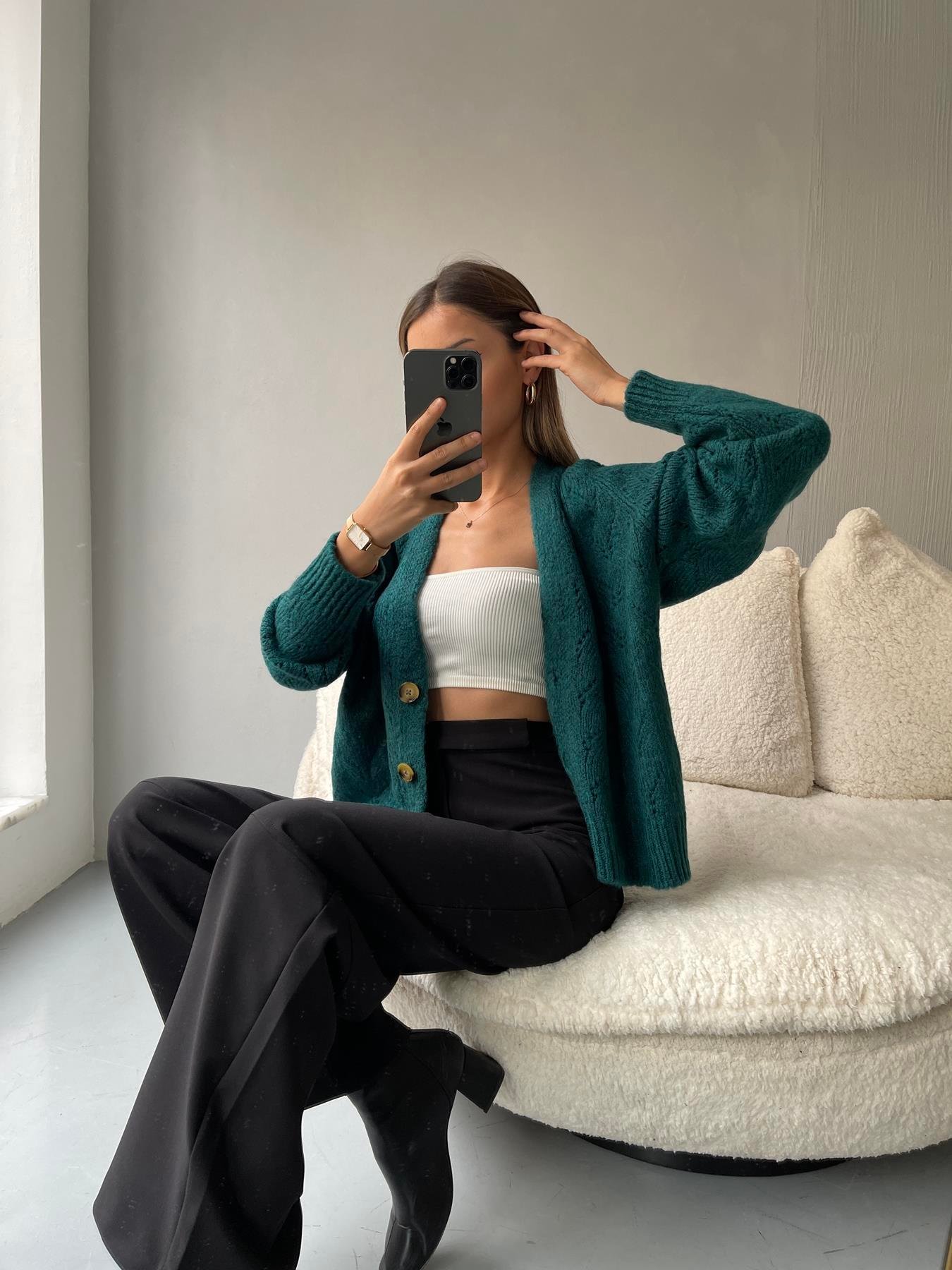 Şardonlu Hırka PETROL