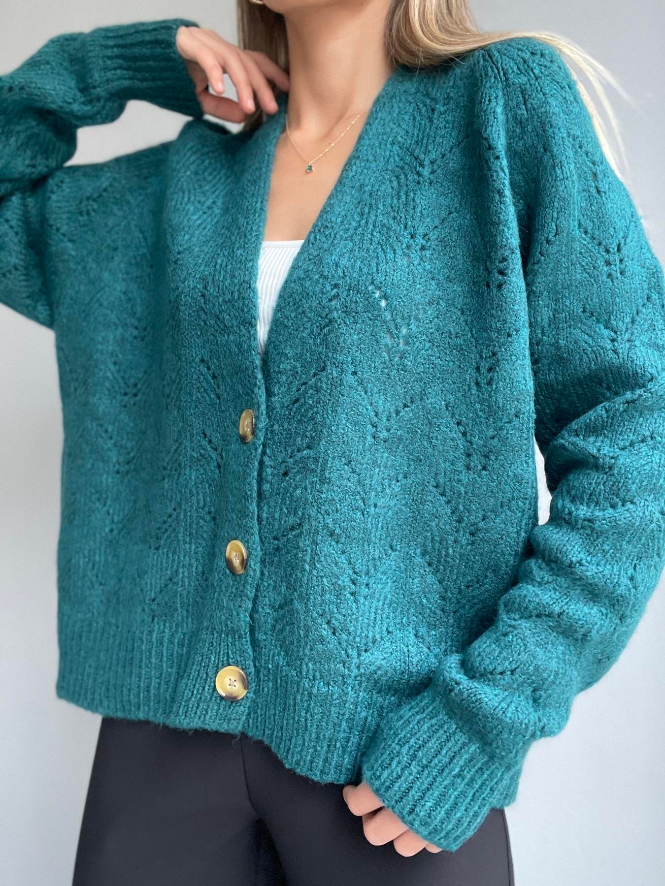 Şardonlu Hırka PETROL