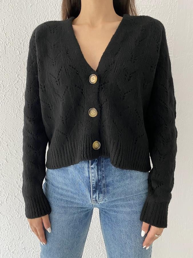 Şardonlu Hırka SİYAH