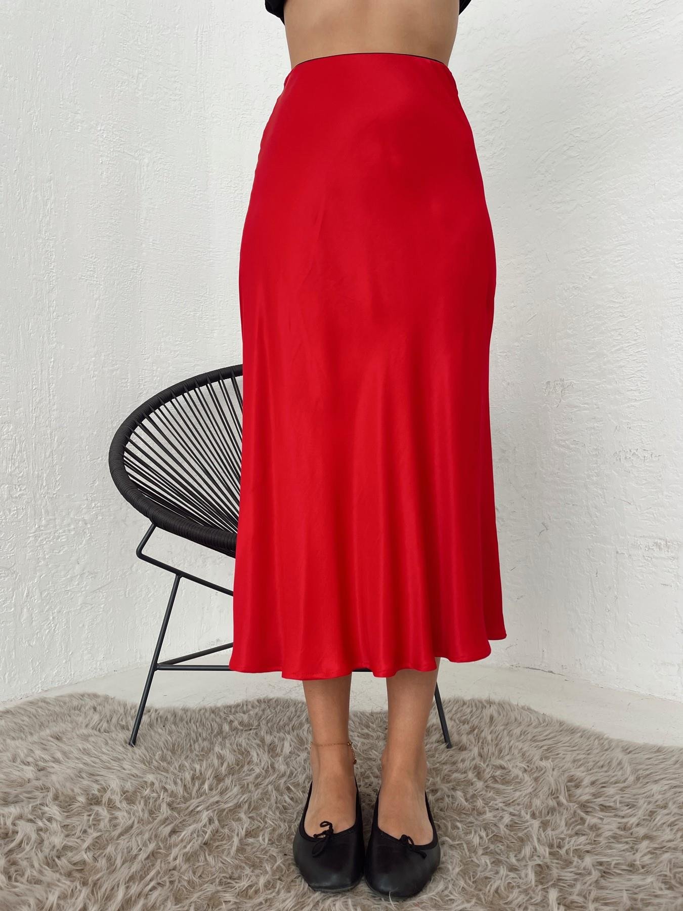 Saten Verev Etek KIRMIZI