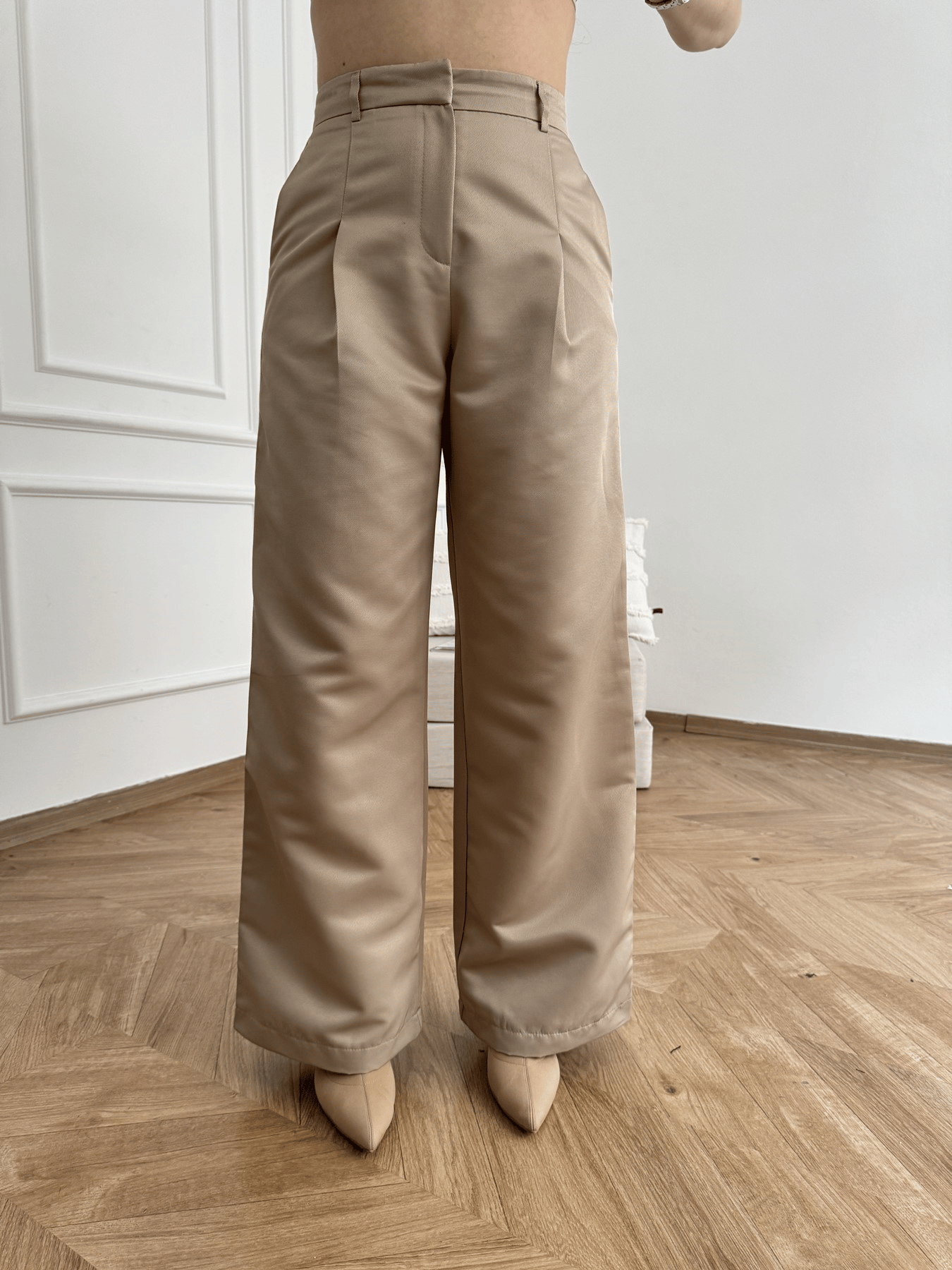 Şerit Detaylı Pantolon Bej