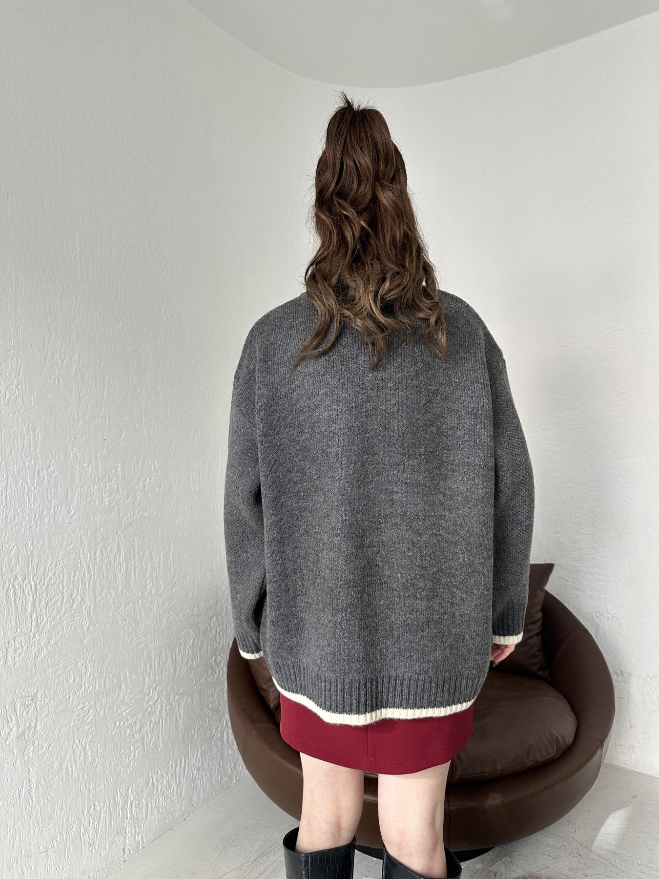 Şeritli Oversize Kazak ANTRASİT