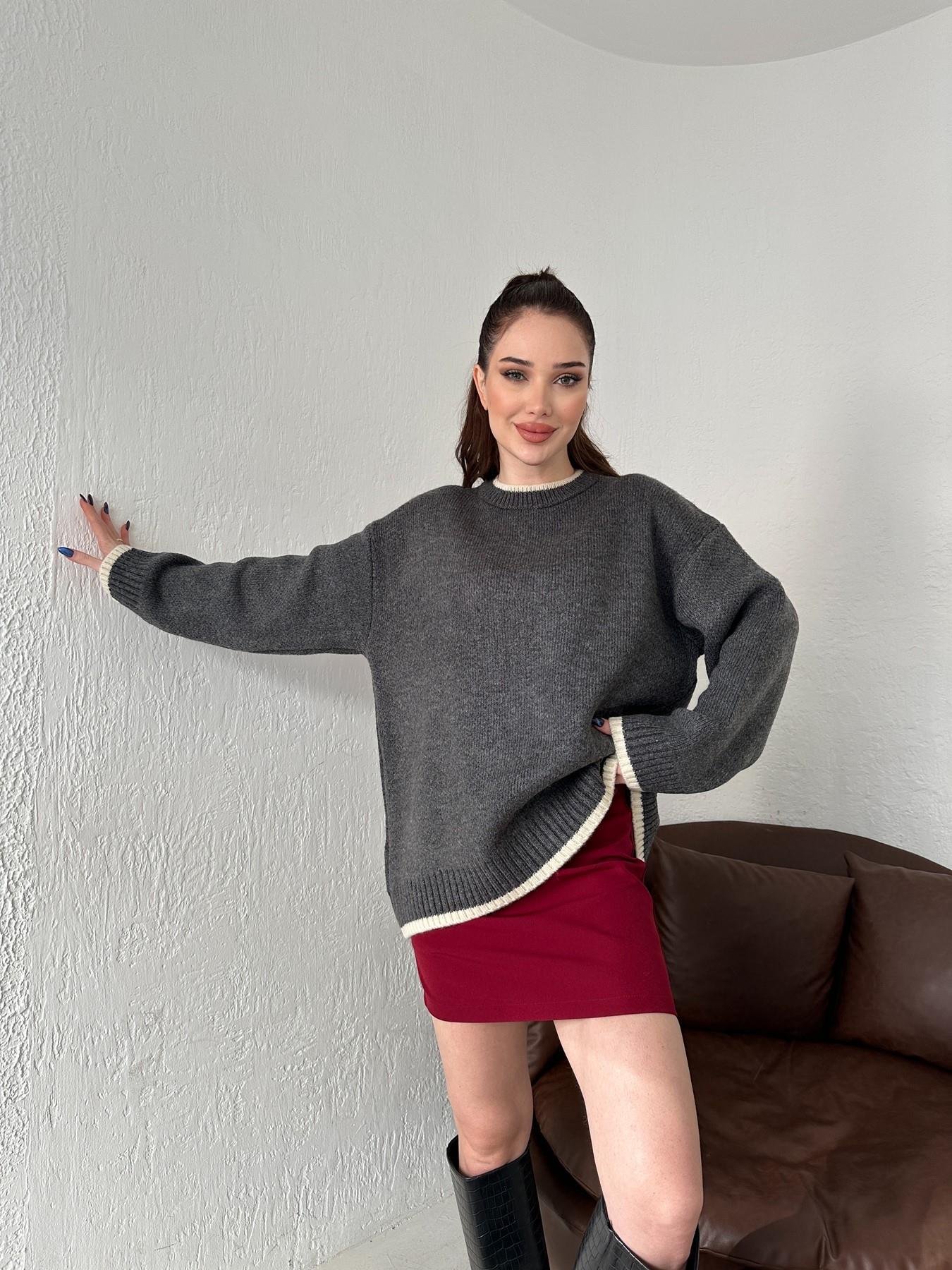 Şeritli Oversize Kazak ANTRASİT