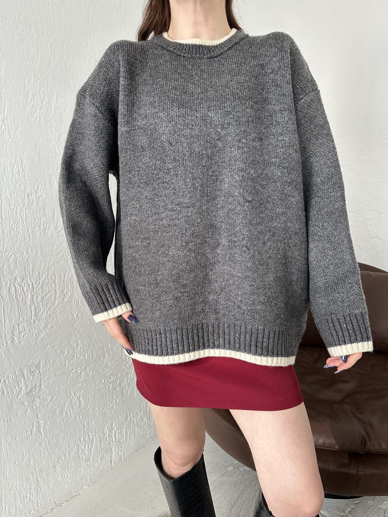 Şeritli Oversize Kazak ANTRASİT