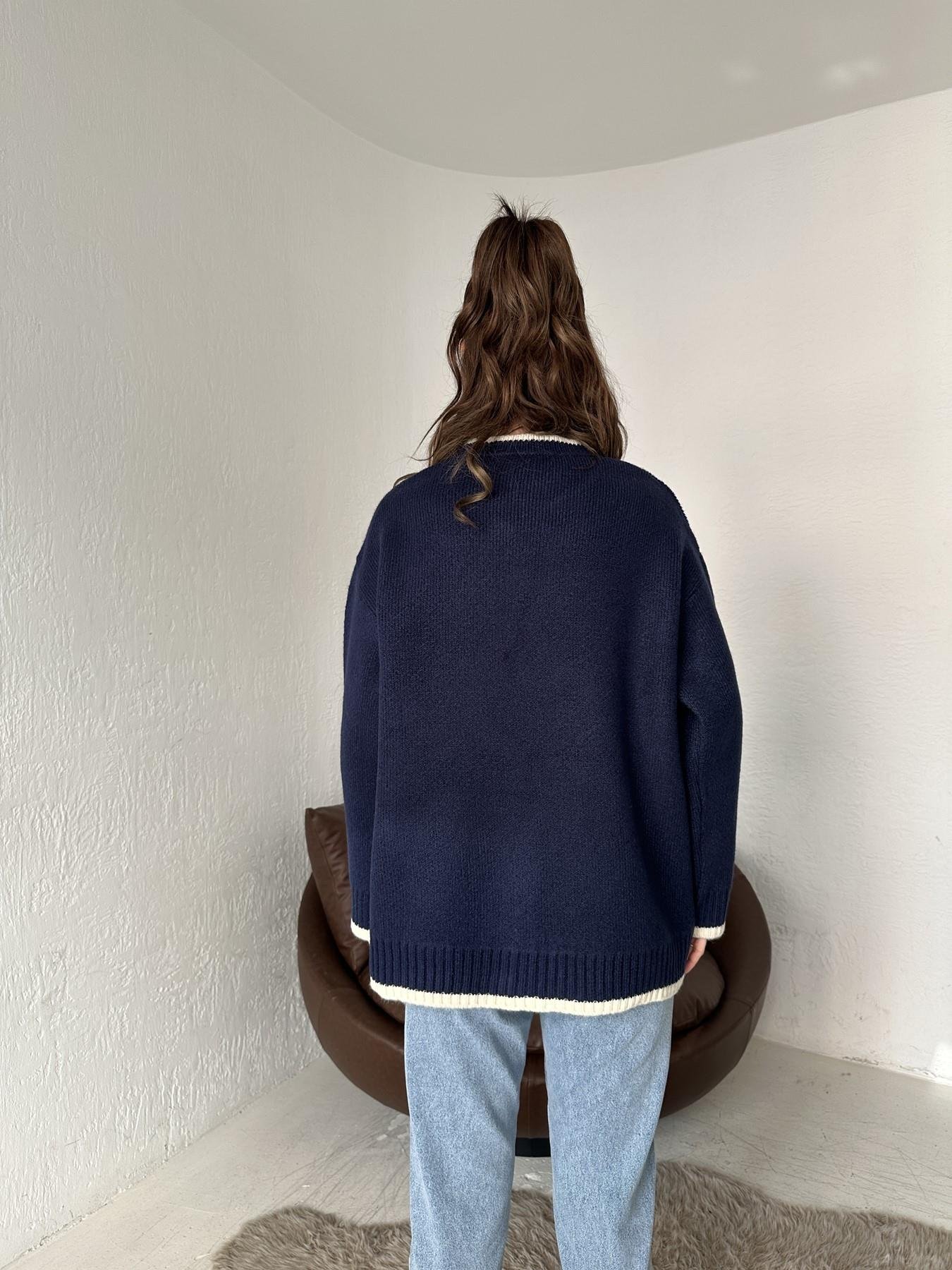 Şeritli Oversize Kazak LACİVERT