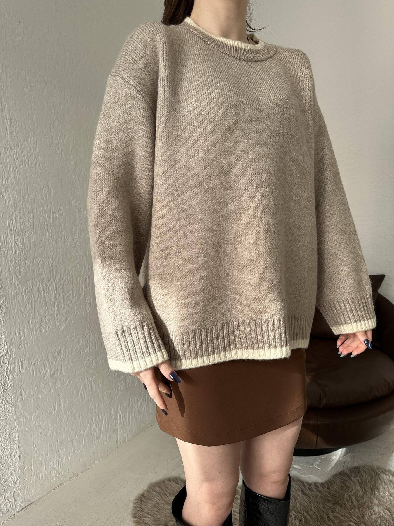 Şeritli Oversize Kazak VİZON