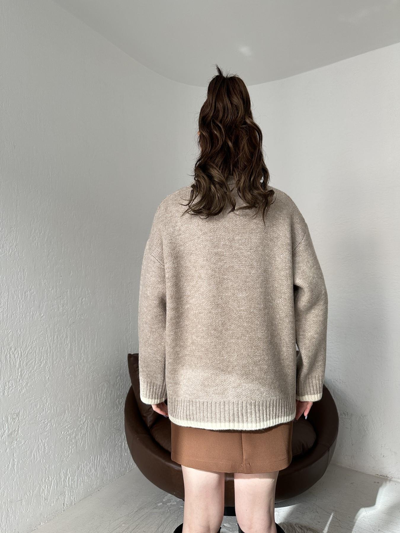 Şeritli Oversize Kazak VİZON