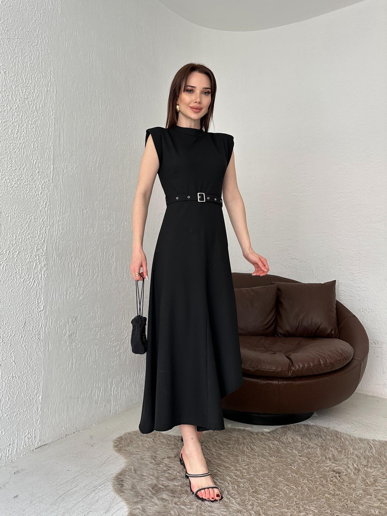 Sıfır Kol Kemerli Asimetrik Elbise SİYAH