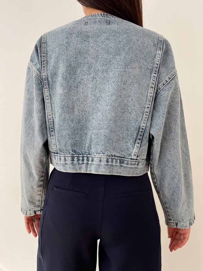 Sıfır Yaka Motorcu Mont MAVİ