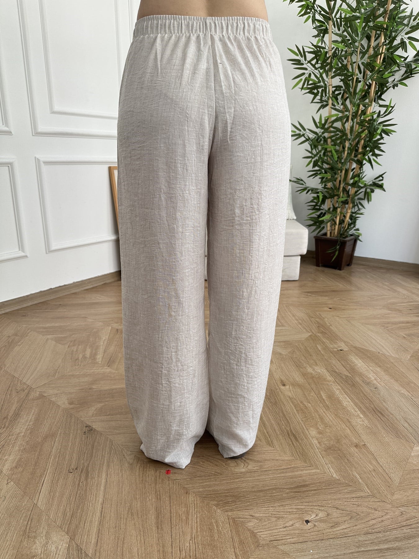 Sim Şeritli Beli Lastikli Pantolon Taş-gümüş