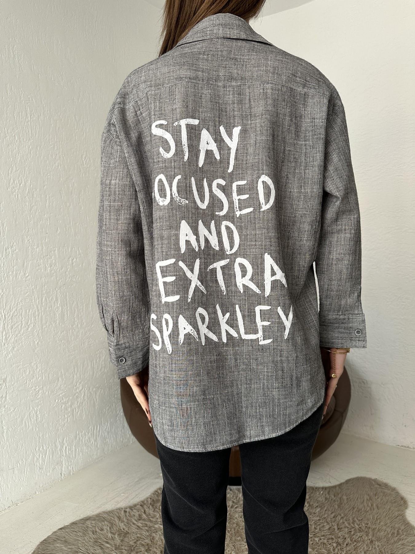 Sırtı Baskılı Gömlek ANTRASİT