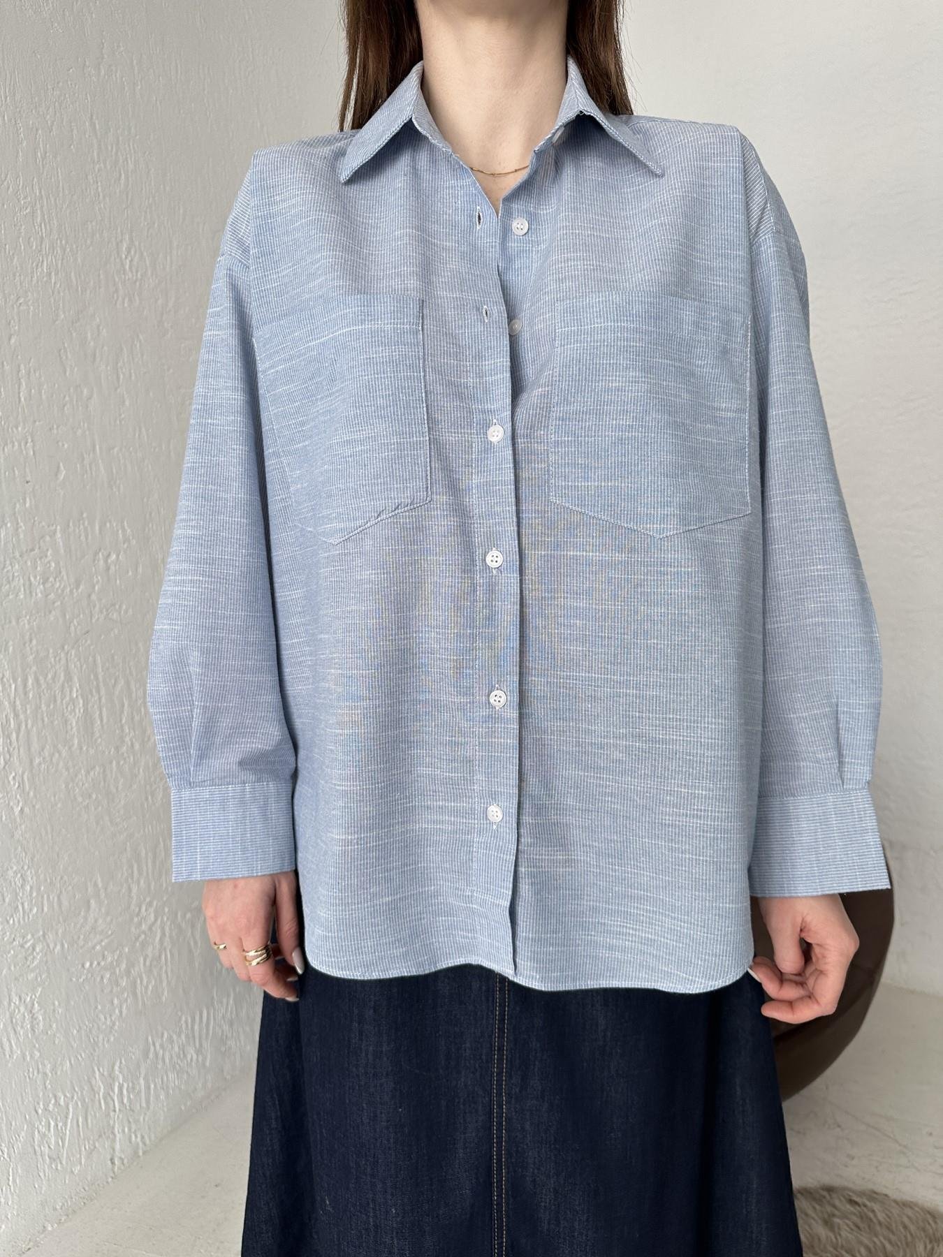 Sırtı Baskılı Gömlek MAVİ