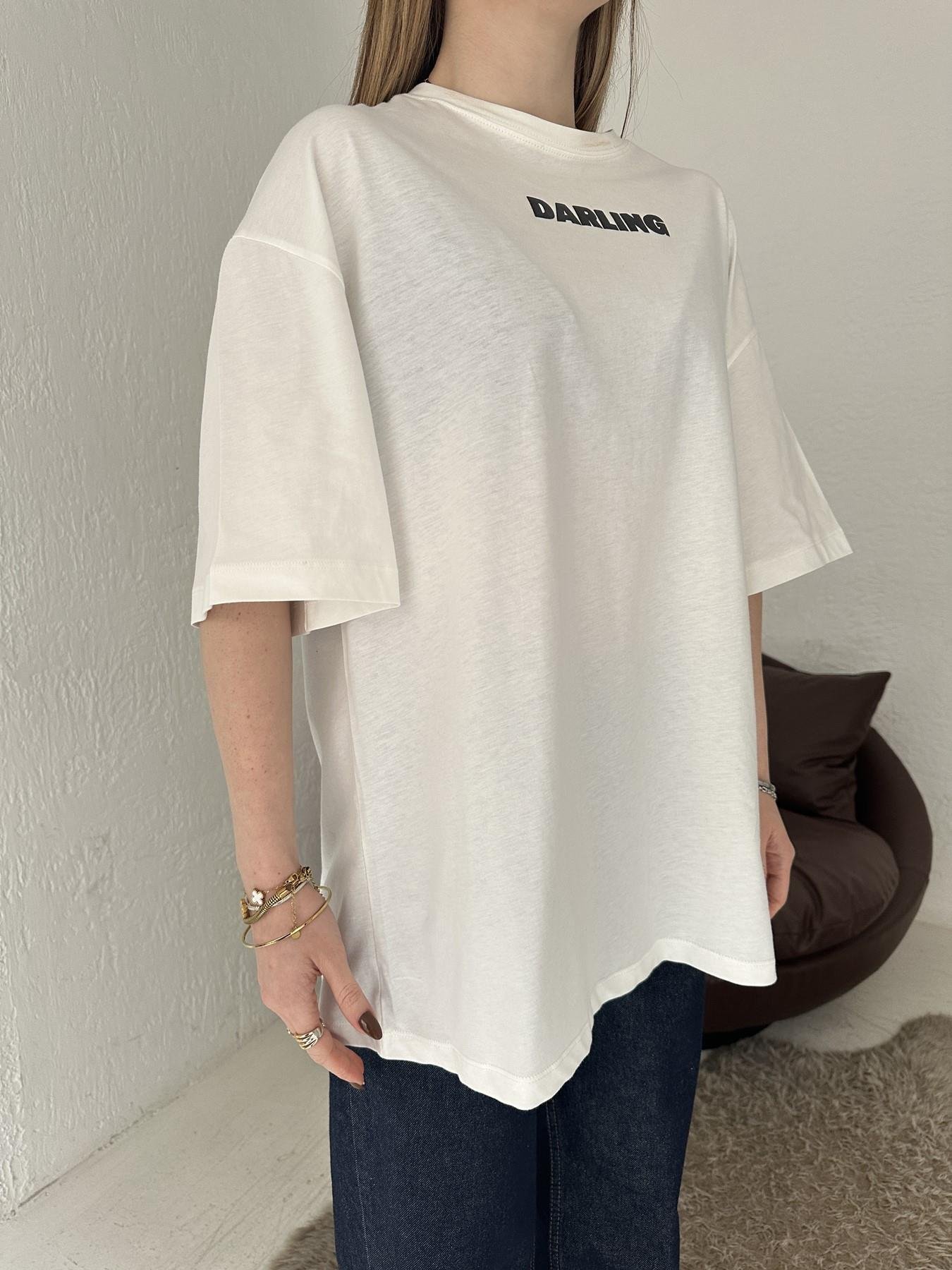 Sırtı Baskılı Tişört Ekru