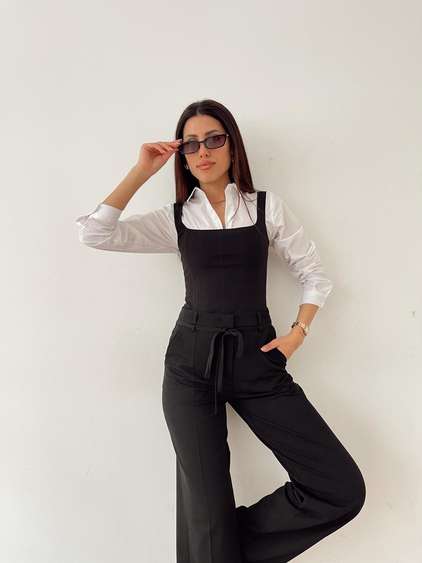 Sırtı Fermuarlı Crop Bluz SİYAH