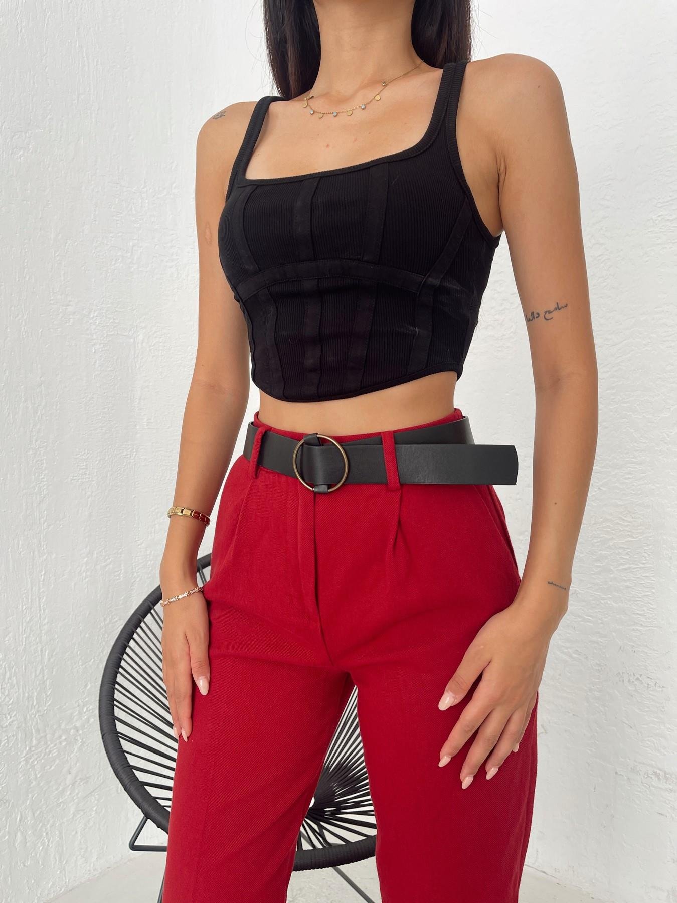 Sırtı Fermuarlı Korse Crop SİYAH