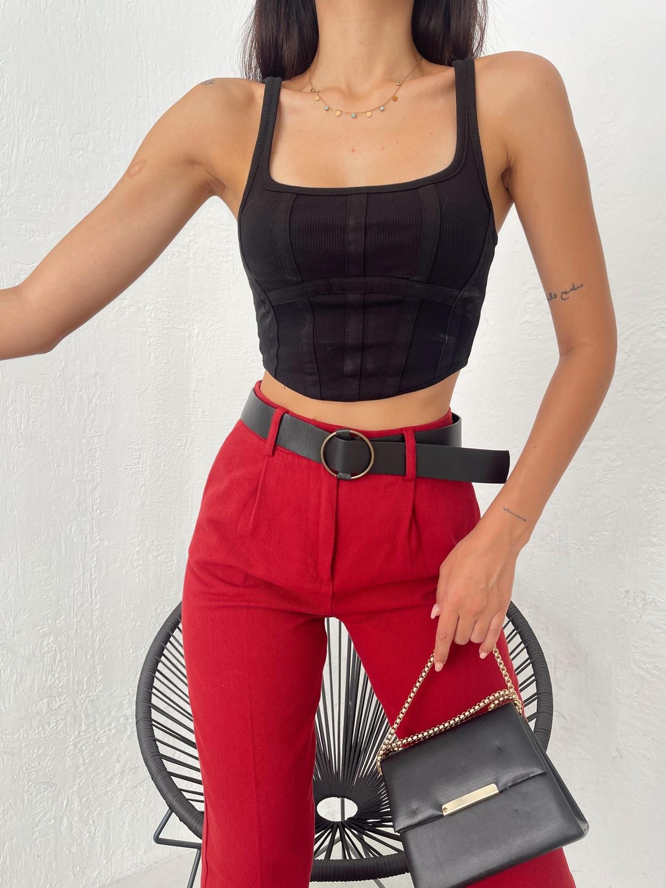 Sırtı Fermuarlı Korse Crop SİYAH