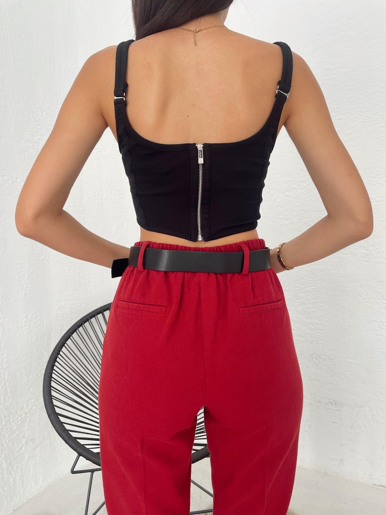 Sırtı Fermuarlı Korse Crop SİYAH