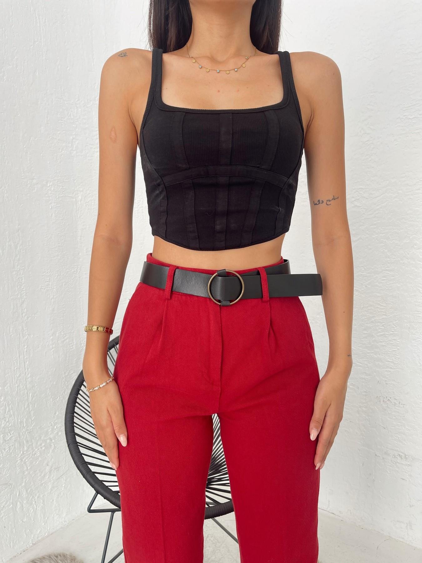 Sırtı Fermuarlı Korse Crop SİYAH