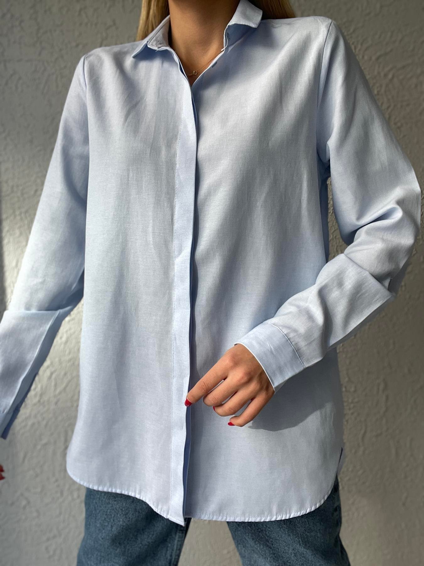 Sırtı Kruvaze Detay Gömlek MAVİ