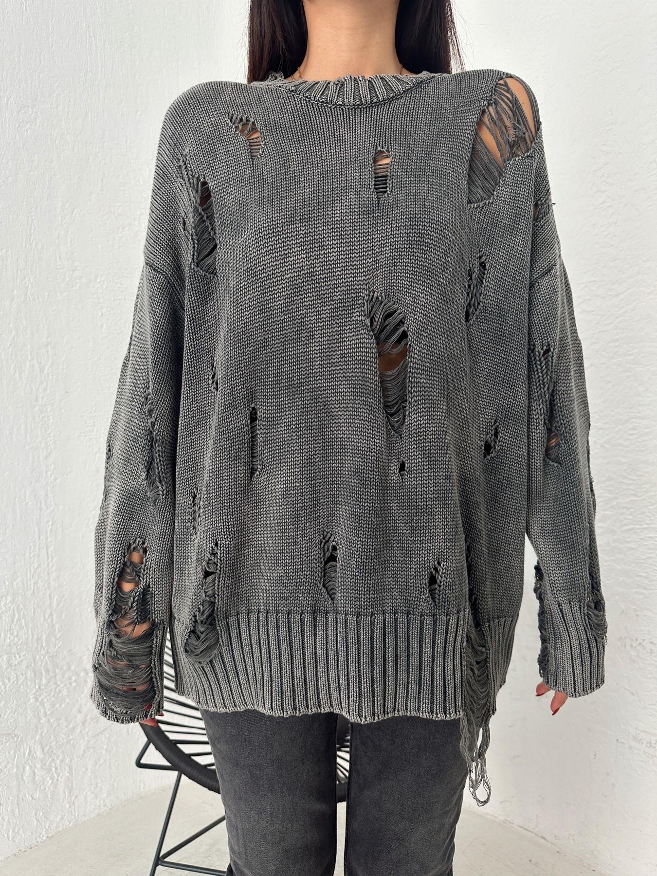 Soluk Efektli Yıpratmalı Triko ANTRASİT