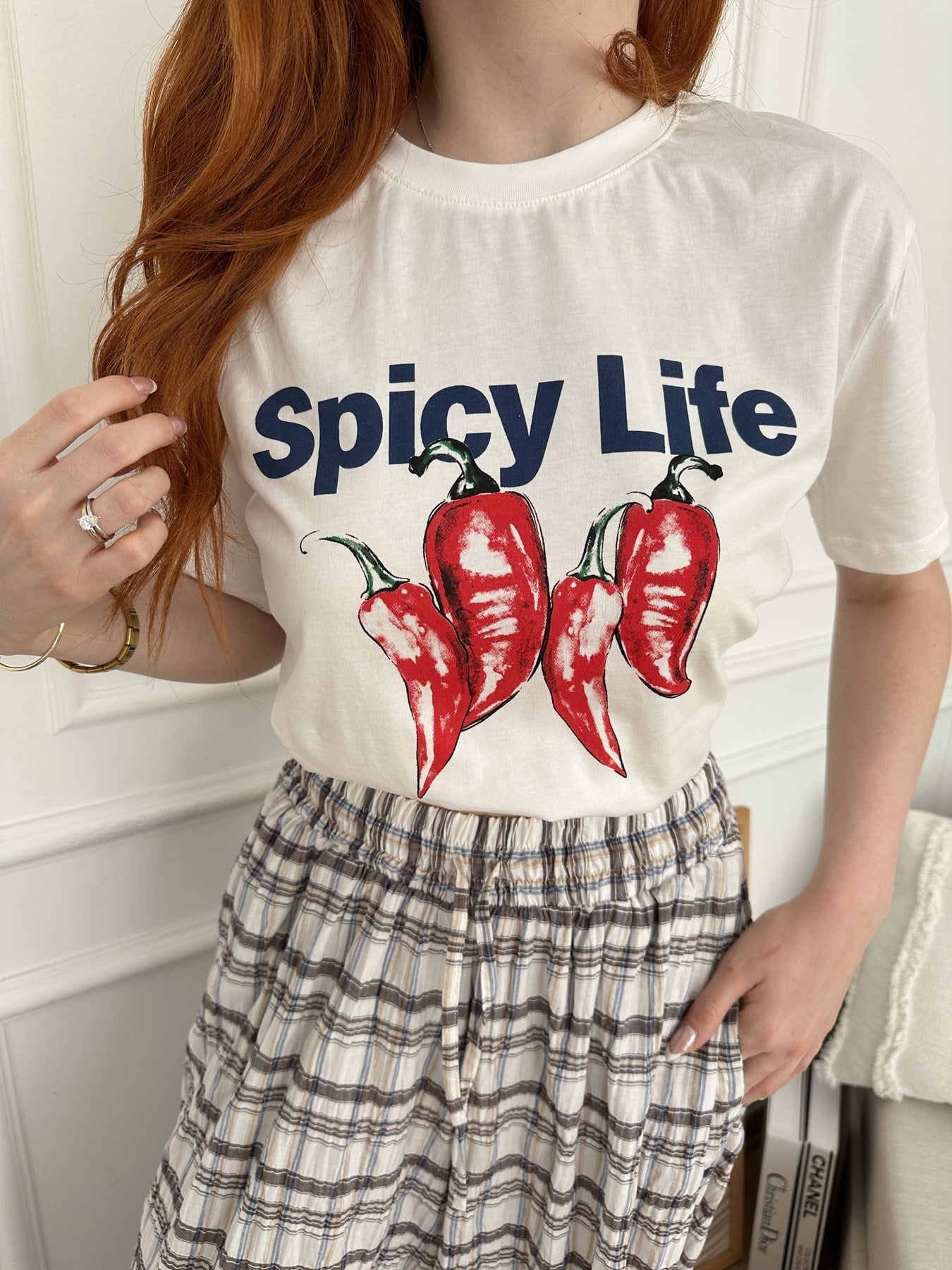 Spicy Life Baskılı T-shirt Ekru