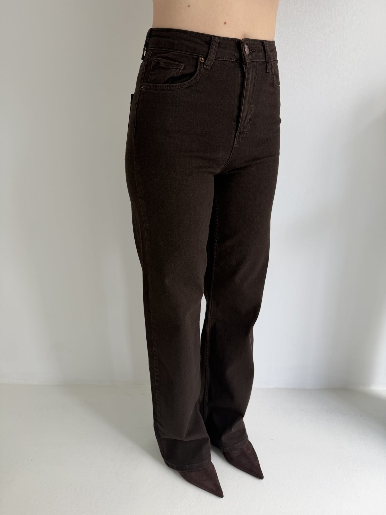 Straight Jean Pantolon Koyu kahve