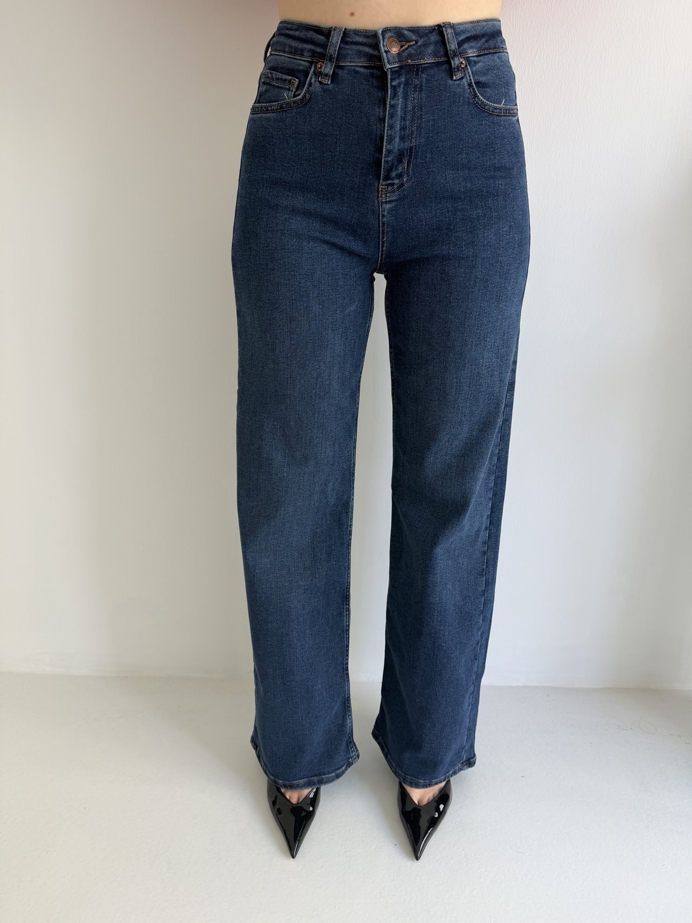 Straight Jean Pantolon Koyu mavi