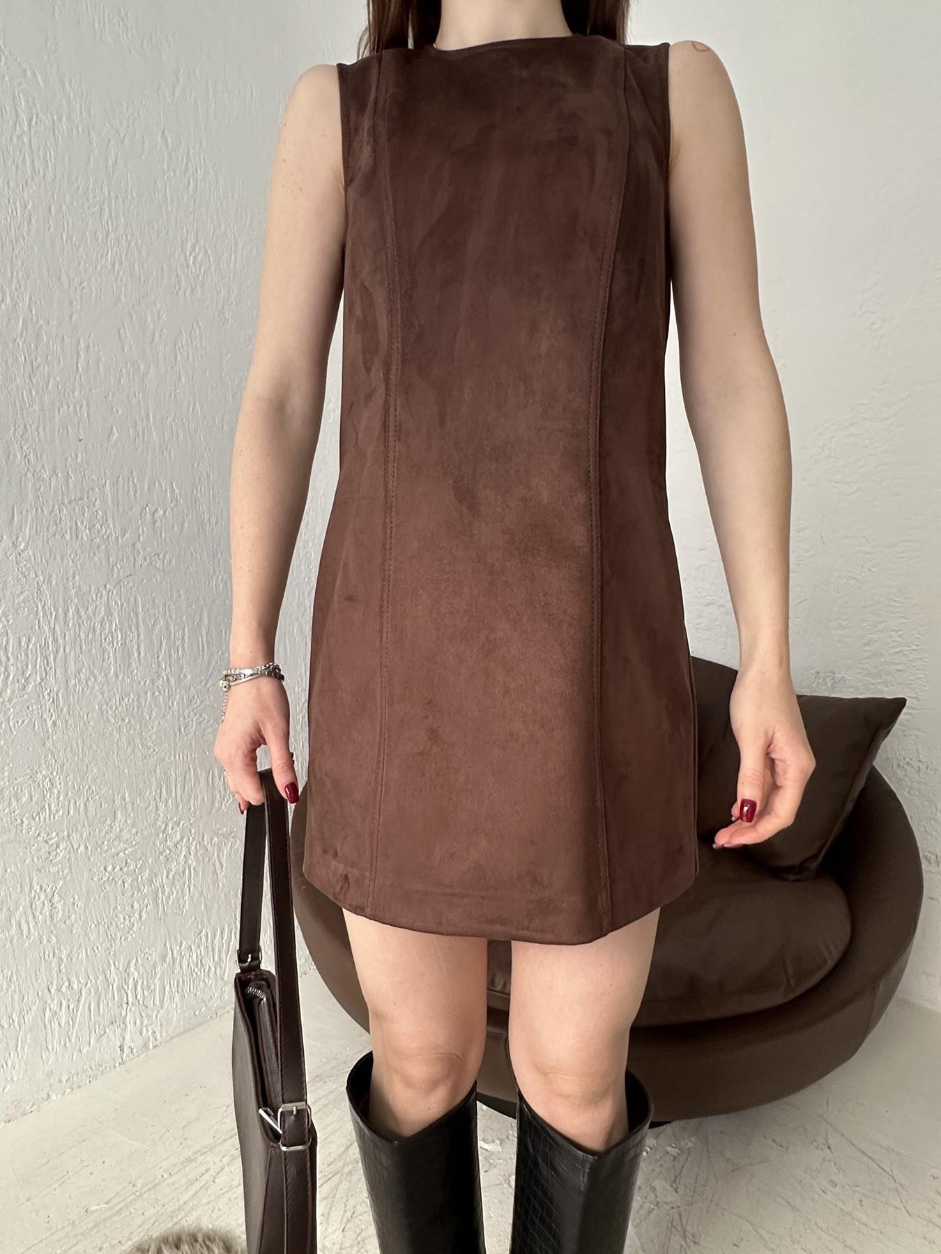 Süet Arkası Cepli Elbise KAHVE