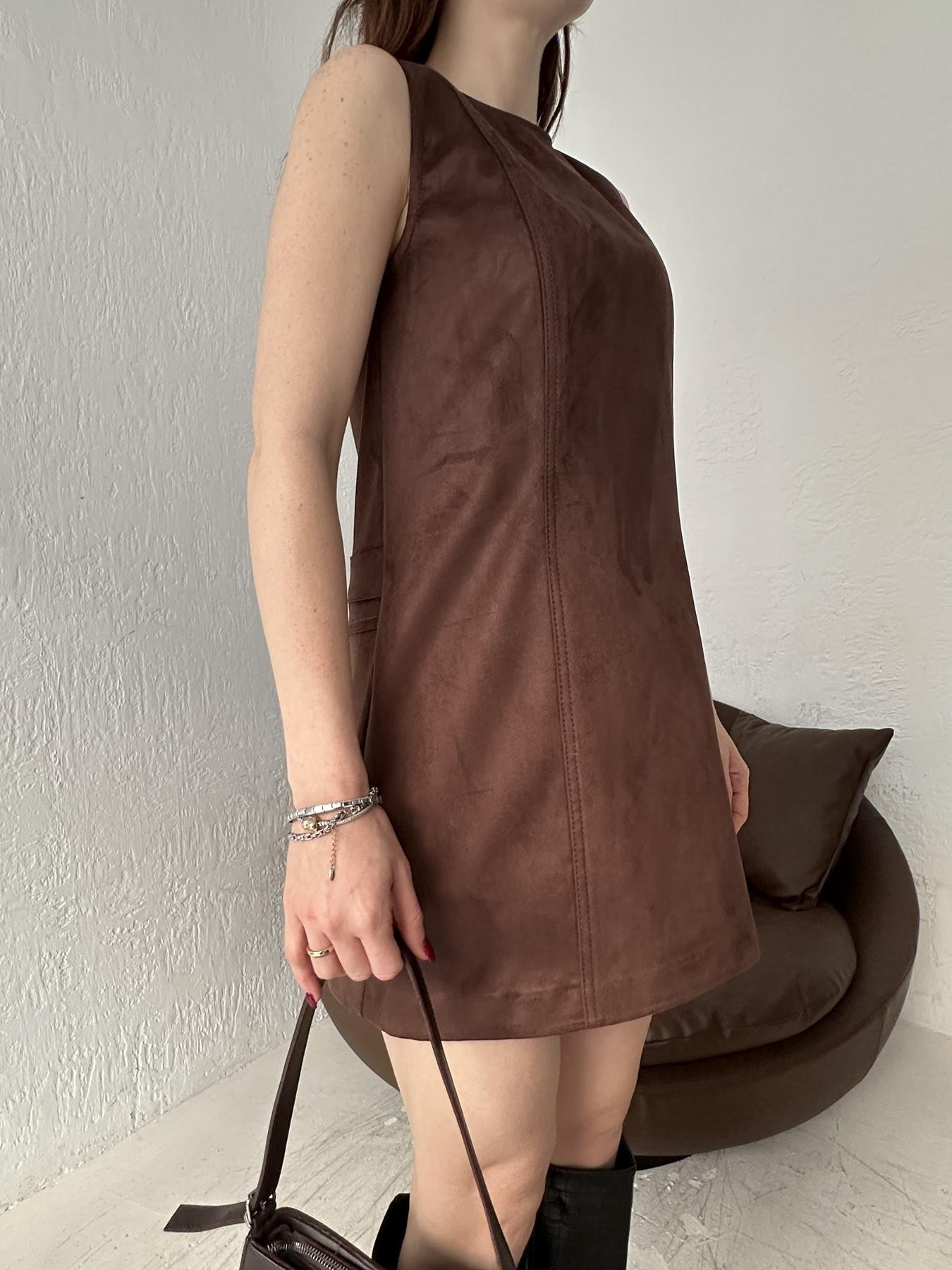 Süet Arkası Cepli Elbise KAHVE