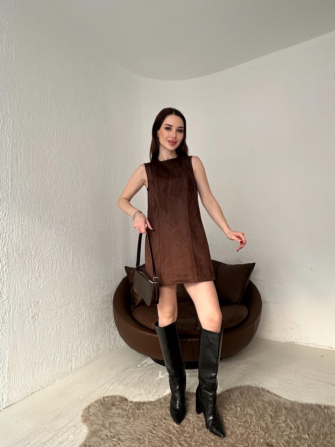 Süet Arkası Cepli Elbise KAHVE