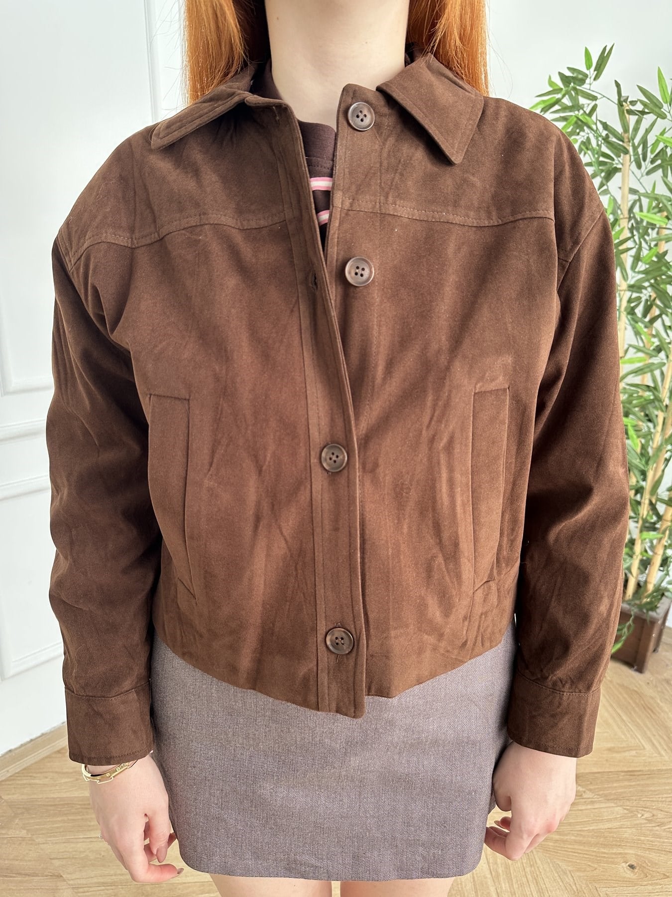 Süet Bomber Mont Kahve