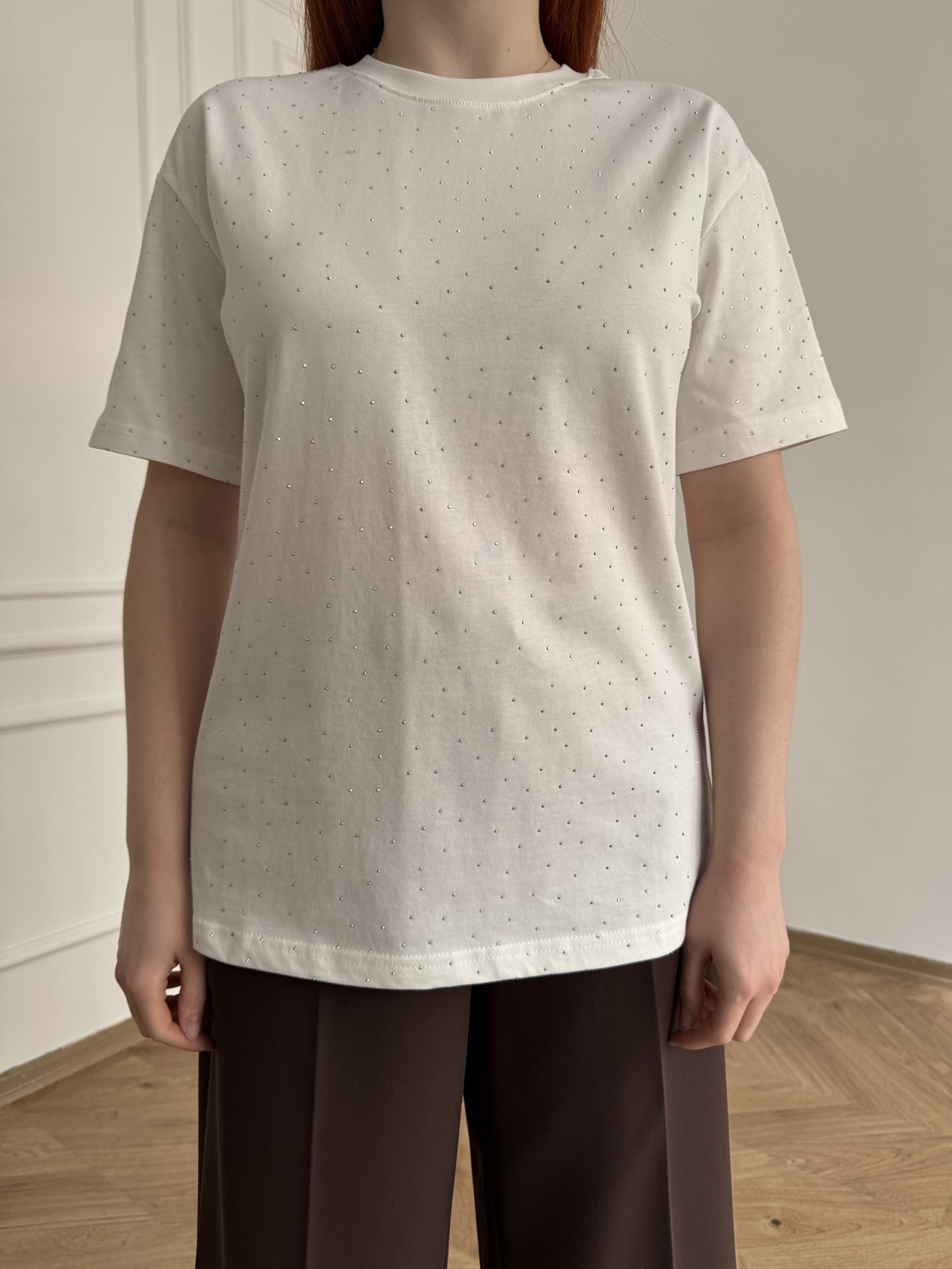 Taş Baskılı Tshirt Ekru