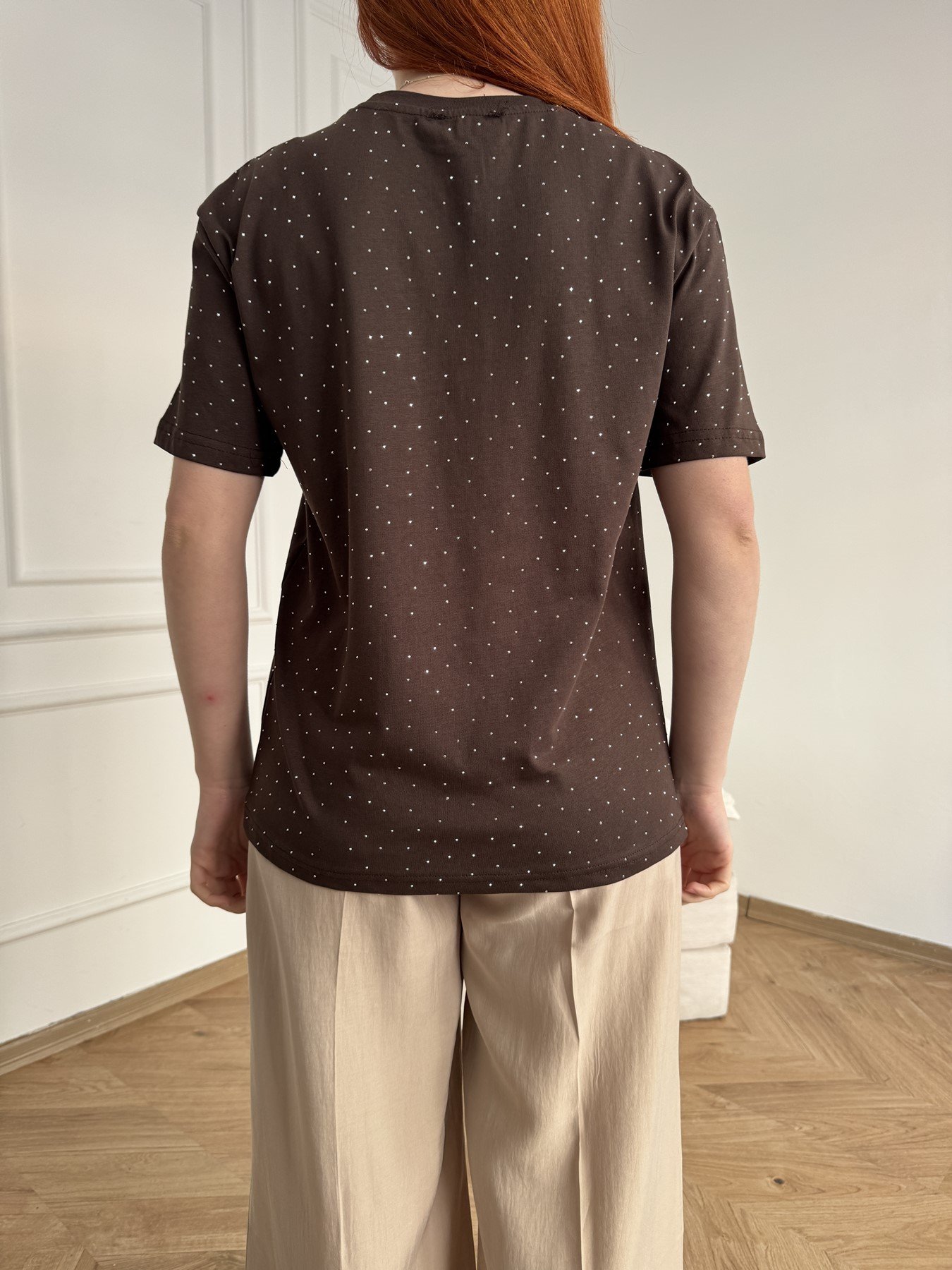 Taş Baskılı Tshirt Kahve