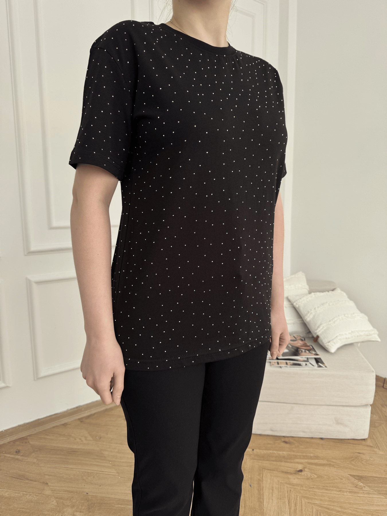 Taş Baskılı Tshirt Siyah