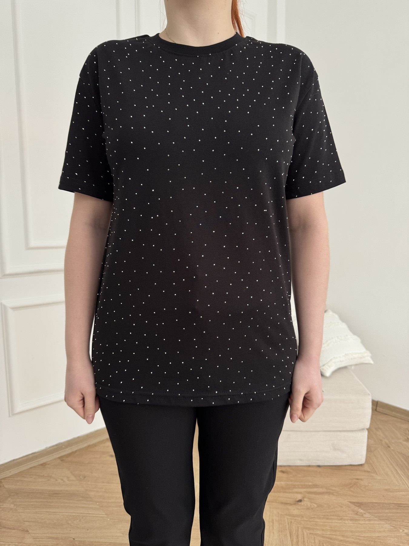 Taş Baskılı Tshirt Siyah