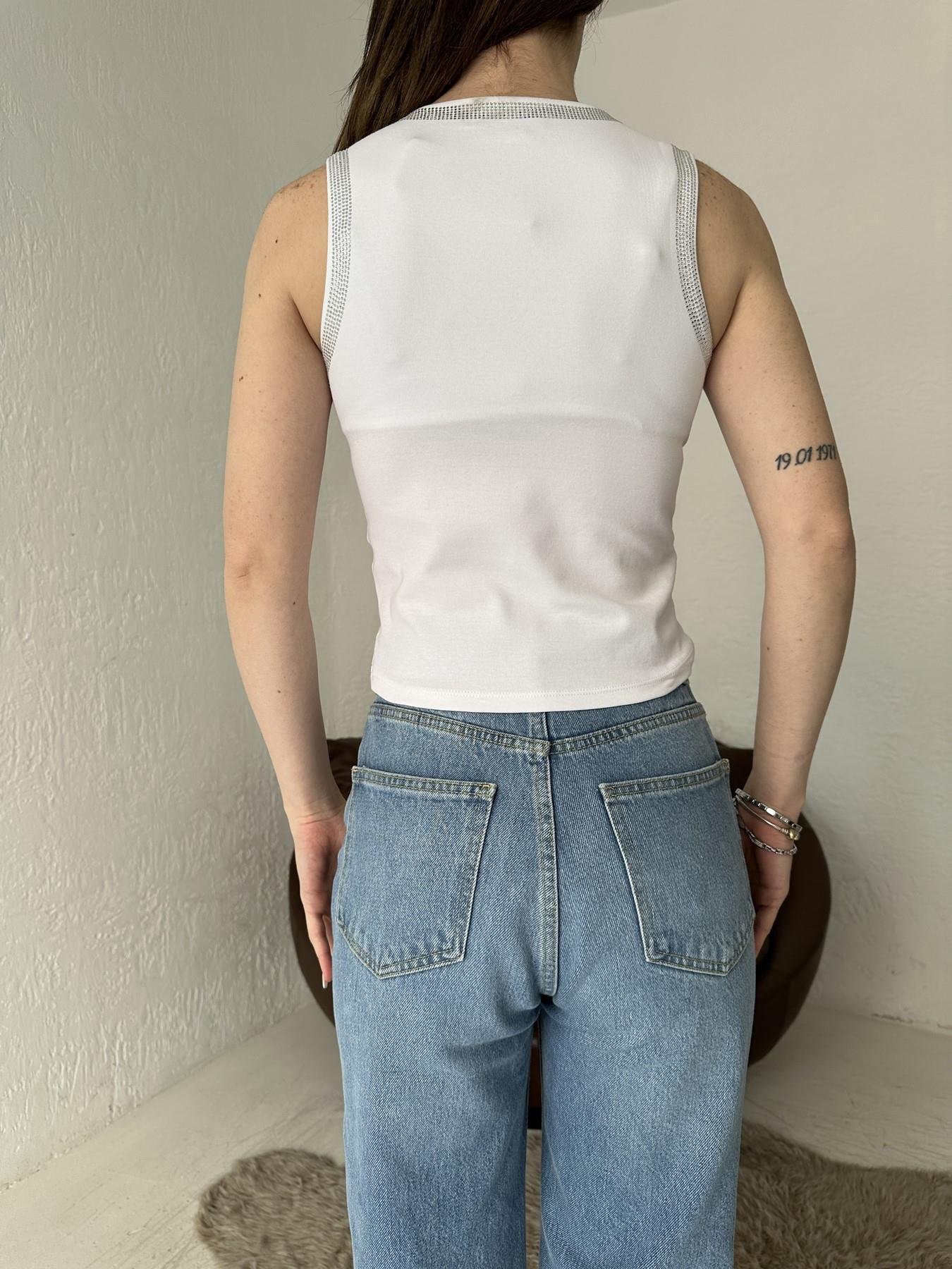 Taş Detay Atlet BEYAZ