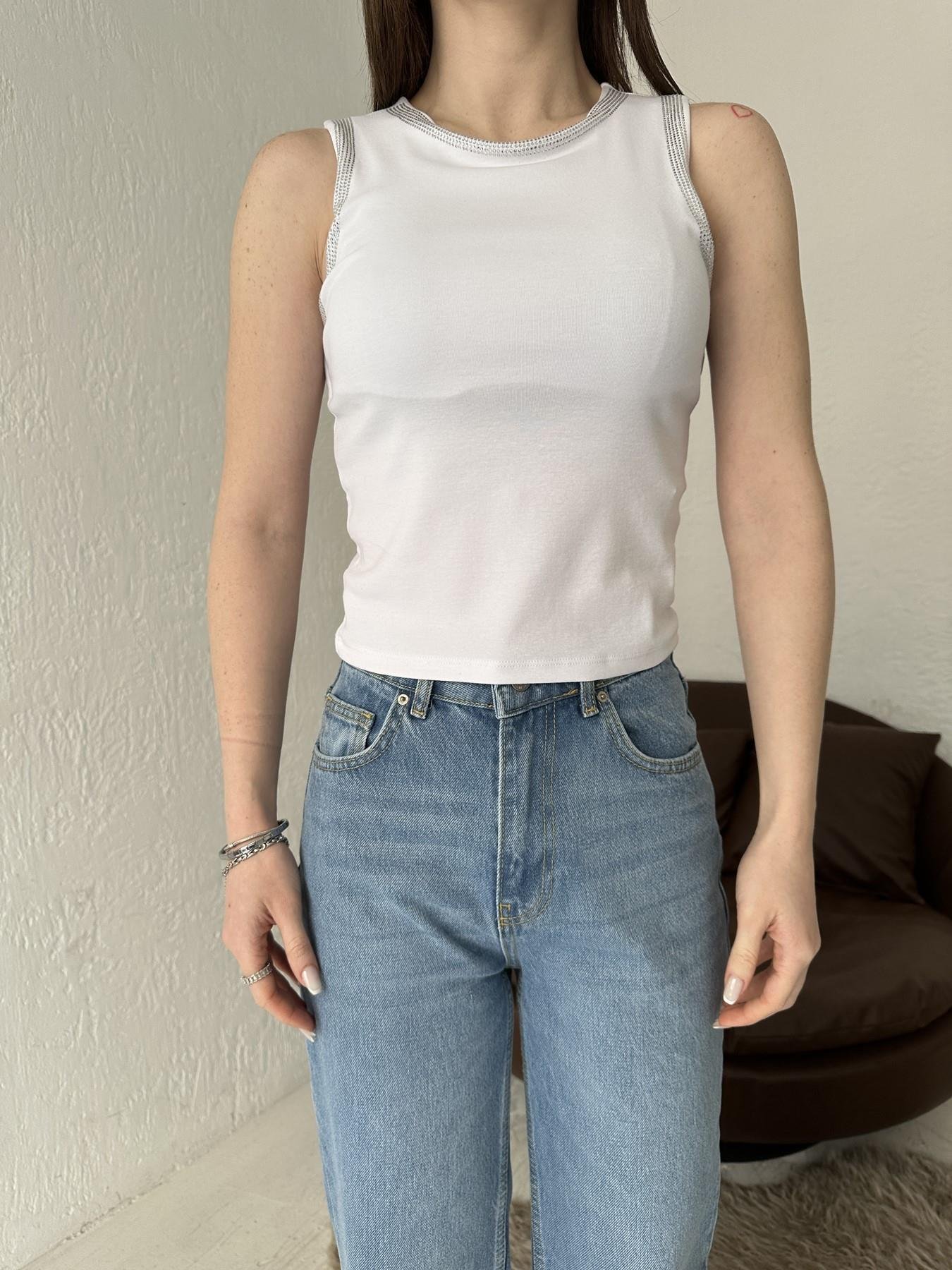 Taş Detay Atlet BEYAZ