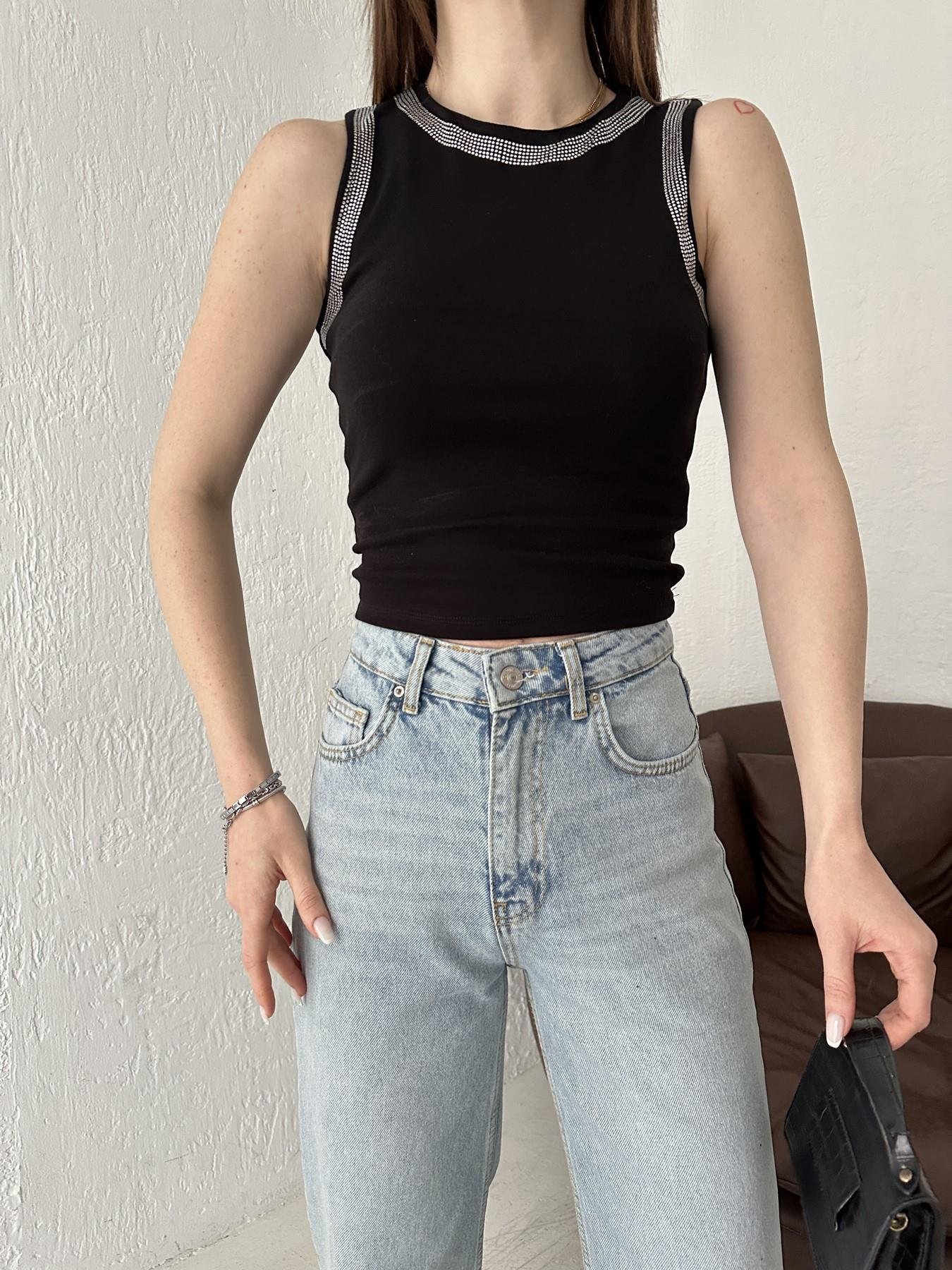 Taş Detay Atlet SİYAH