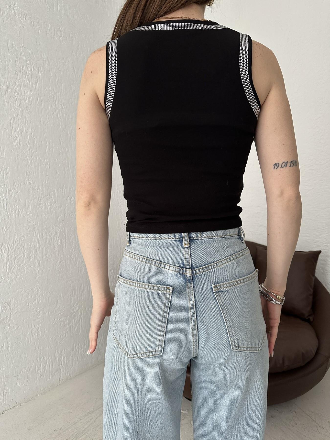 Taş Detay Atlet SİYAH