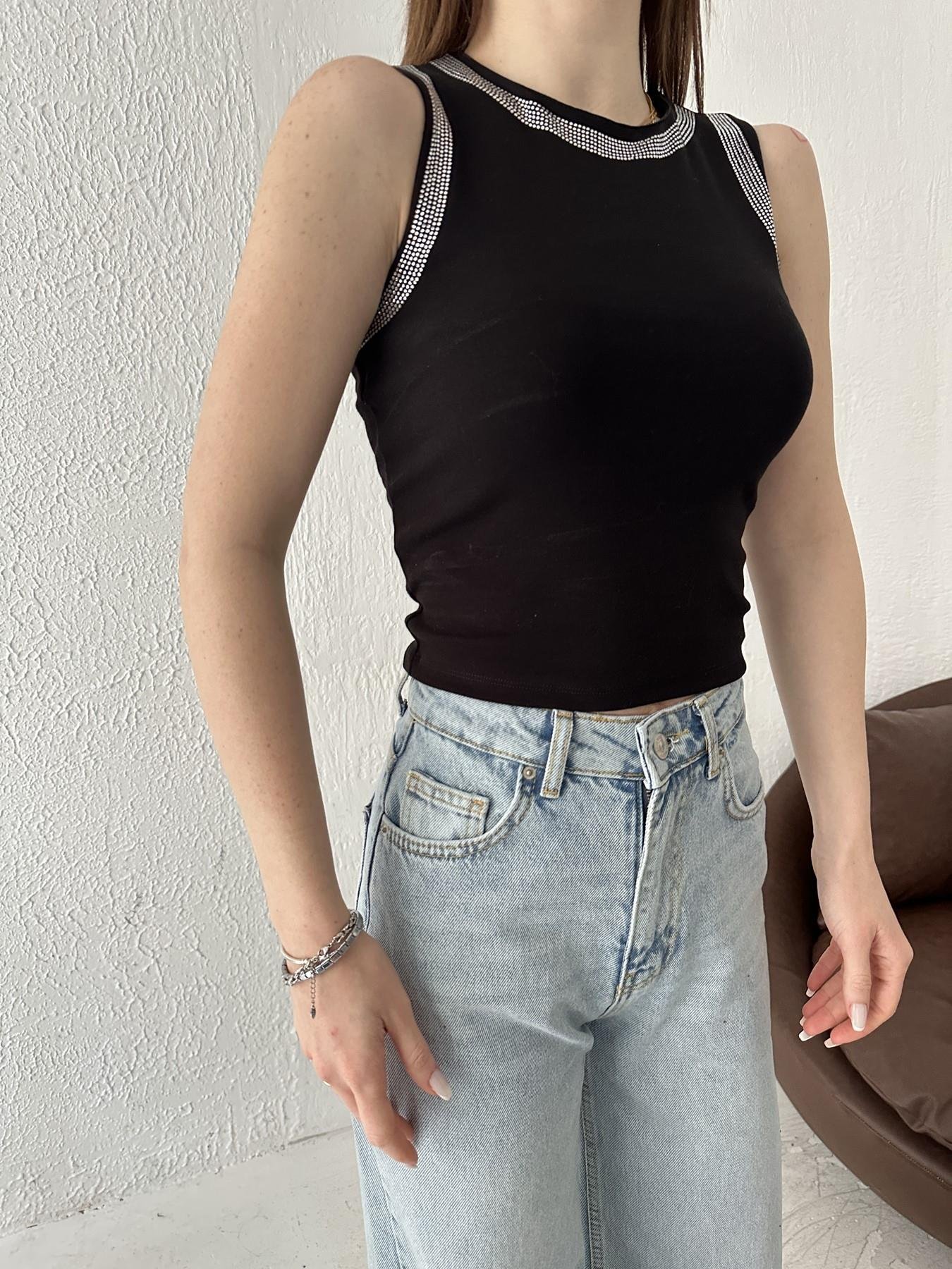 Taş Detay Atlet SİYAH