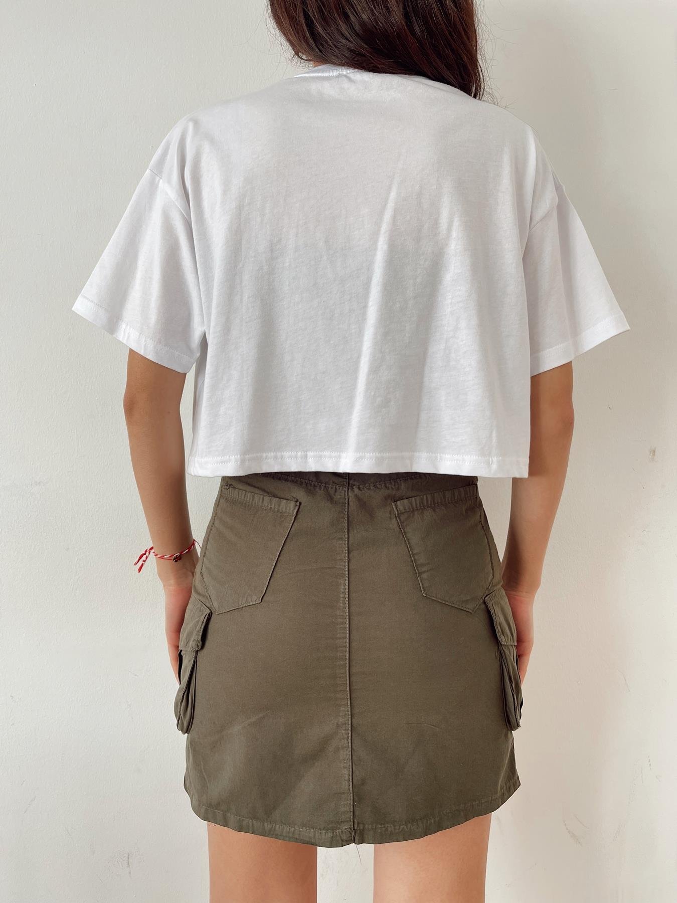 Taş Detaylı Tişört BEYAZ