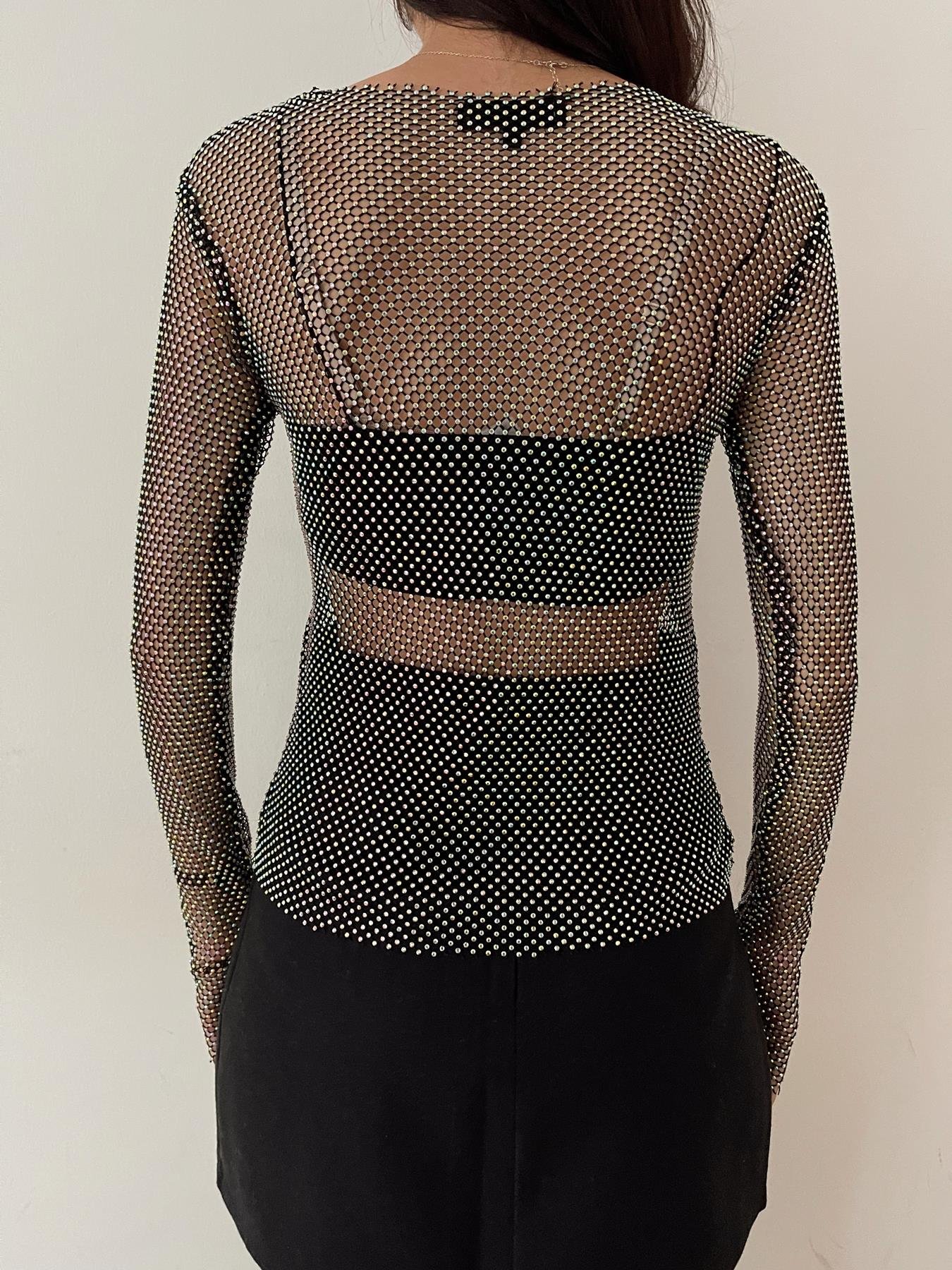 Taş Detaylı Uzun Kollu Bluz SİYAH