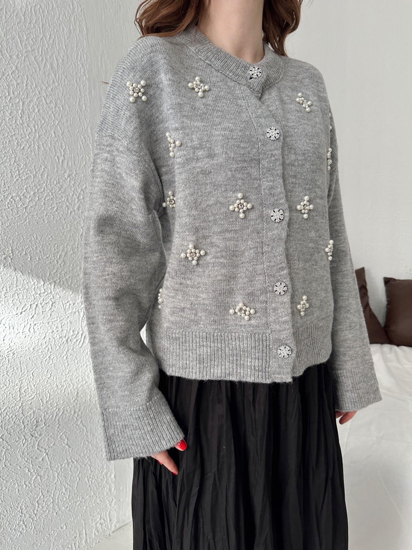 Taş İşlemeli Hırka GRİ